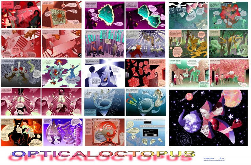 Opticaloctopus cartoon story poster